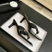 Uubags Chanel Black Calfskin Leather Camellia Heel Mules 5.5cm - 5