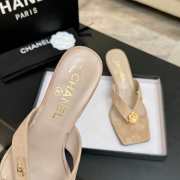 Uubags Chanel Beige Suede Leather Camellia Heel Mules 5.5cm - 6