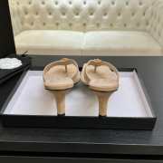 Uubags Chanel Beige Suede Leather Camellia Heel Mules 5.5cm - 4
