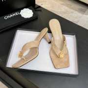 Uubags Chanel Beige Suede Leather Camellia Heel Mules 5.5cm - 3