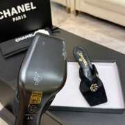 Uubags Chanel Black Suede Leather Camellia Heel Mules 5.5cm - 6