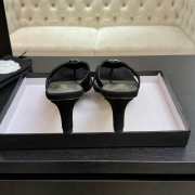 Uubags Chanel Black Suede Leather Camellia Heel Mules 5.5cm - 3