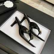 Uubags Chanel Black Patent Crocodile Leather Camellia Heel Mules 5.5cm - 4