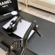 Uubags Chanel Black Patent Crocodile Leather Camellia Heel Mules 5.5cm - 2