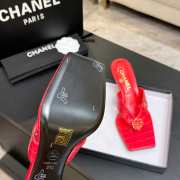 Uubags Chanel Red Patent Crocodile Leather Camellia Heel Mules 5.5cm - 6