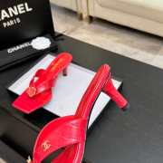 Uubags Chanel Red Patent Crocodile Leather Camellia Heel Mules 5.5cm - 4