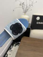 Uubags Chanel Camellia Tweed Slides In Blue - 3