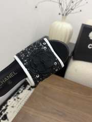 Uubags Chanel Camellia Tweed Slides In Black - 6