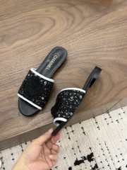 Uubags Chanel Camellia Tweed Slides In Black - 4