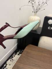 Uubags Chanel Mary Janes Crocodile Embossed Patent Calfskin & Lambskin In Burgundy & Green 6cm - 6