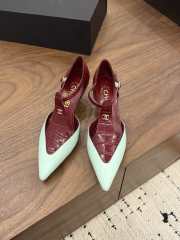 Uubags Chanel Mary Janes Crocodile Embossed Patent Calfskin & Lambskin In Burgundy & Green 6cm - 5
