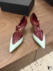 Uubags Chanel Mary Janes Crocodile Embossed Patent Calfskin & Lambskin In Burgundy & Green 6cm - 2