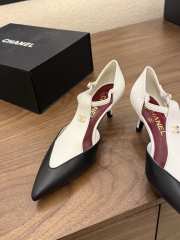 Uubags Chanel Mary Janes Lambskin In White & Black 5cm - 2