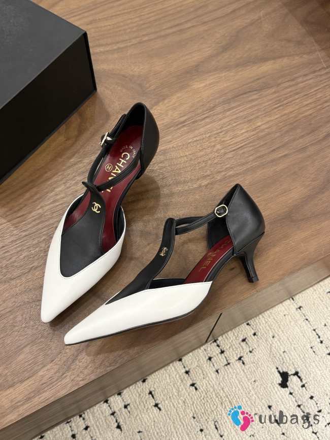 Uubags Chanel Mary Janes Lambskin In Black & White 5cm - 1