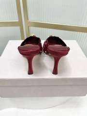 Uubags Jimmy Choo Burgundy Lace Crystal Mules with Gold Cap Toe 8cm - 5