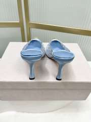 Uubags Jimmy Choo Blue Lace Crystal Mules with Gold Cap Toe 8cm - 2