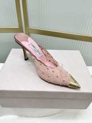 Uubags Jimmy Choo Rose Lace Crystal Mules with Gold Cap Toe 8cm - 5