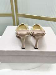 Uubags Jimmy Choo Ivory Lace Crystal Mules with Gold Cap Toe 8cm - 5