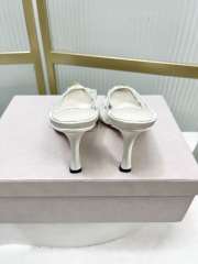 Uubags Jimmy Choo White Lace Crystal Mules with Gold Cap Toe 8cm - 5