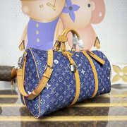 Uubags Louis Vuitton M27781 Keepall 50 Bag In Blue Monogram Denim Flowers Material 50x29x23cm - 5