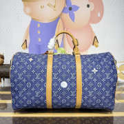 Uubags Louis Vuitton M27781 Keepall 50 Bag In Blue Monogram Denim Flowers Material 50x29x23cm - 3