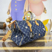 Uubags Louis Vuitton M27556 Speedy 30 Bandoulière Bag In Blue Monogram Denim Flowers Material 34x22x19cm - 6