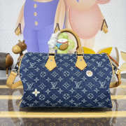 Uubags Louis Vuitton M27556 Speedy 30 Bandoulière Bag In Blue Monogram Denim Flowers Material 34x22x19cm - 4
