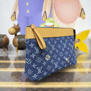 Uubags Louis Vuitton M27559 Pochette Voyage Souple Bag In Blue Monogram Denim Flowers Material 30x21x7.5cm - 6