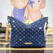 Uubags Louis Vuitton M27555 Vagabond Hobo Bag In Blue Monogram Denim Flowers Material 48x38x14cm - 1