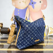 Uubags Louis Vuitton M27555 Vagabond Hobo Bag In Blue Monogram Denim Flowers Material 48x38x14cm - 4