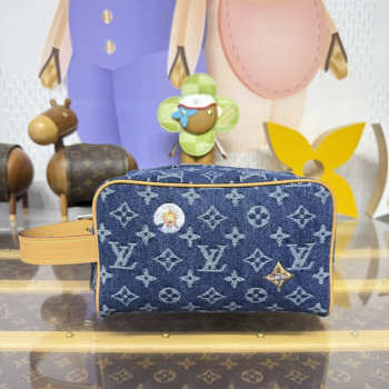 Uubags Louis Vuitton M28363 Dopp Kit Locker Bag In Blue Monogram Denim Flowers Material 23x13x12cm