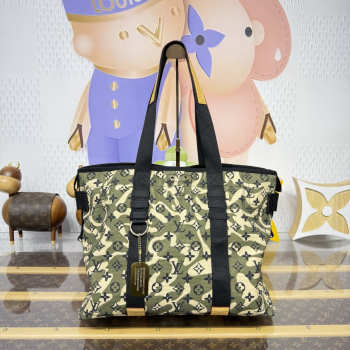 Uubags Louis Vuitton x Takashi Murakami M95783 Green Monogramouflage Treillis Tote Bag 38x19x30cm