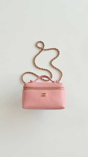 Uubags Chanel Small Vanity With Chain In Grained Calfskin & Gold-Tone Metal Light Pink 17x19x5cm