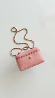 Uubags Chanel Small Vanity With Chain In Grained Calfskin & Gold-Tone Metal Light Pink 17x19x5cm - 3