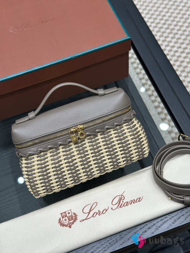 Uubags Loro Piana Extra Pocket L19 Wicker Bag In Malt/Natural/Almond Tree/Sun Gold 19x12x7cm - 1