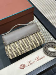 Uubags Loro Piana Extra Pocket L19 Wicker Bag In Malt/Natural/Almond Tree/Sun Gold 19x12x7cm - 2