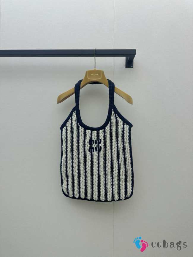 Uubags Miu Miu Ivy Crochet Bag In Blue/Chalk White 41.5x36cm - 1