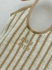 Uubags Miu Miu Ivy Crochet Bag In Light Beige/Chalk White 41.5x36cm - 6