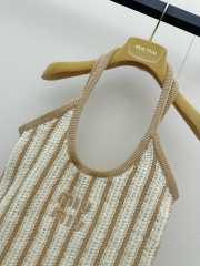 Uubags Miu Miu Ivy Crochet Bag In Light Beige/Chalk White 41.5x36cm - 5