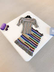 New Collection 2026 Chanel Shirt Cotton In Khaki, Blue & Orange - 1