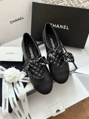 Uubags Chanel Mary Janes shoes in lambskin, grosgrain & silk, black & white  - 3