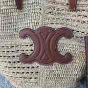 Uubags Celine Medium Triomphe Raffia Basket Tote Bag in Natural & Tan Leather 23x31x17cm - 2