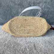 Uubags Celine Medium Triomphe Raffia Basket Tote Bag in Natural & Tan Leather 23x31x17cm - 3