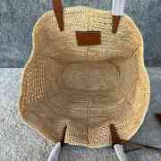 Uubags Celine Medium Triomphe Raffia Basket Tote Bag in Natural & Tan Leather 23x31x17cm - 5