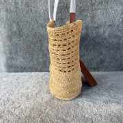 Uubags Celine Medium Triomphe Raffia Basket Tote Bag in Natural & Tan Leather 23x31x17cm - 4