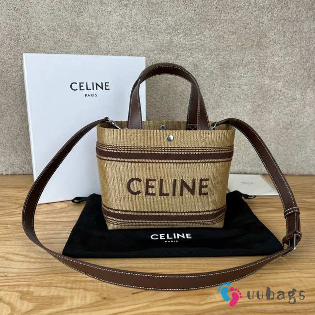 Uubags Celine mini Cabas in Textile with raffia effect and calfskin bag 23x19x11cm - 1