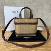 Uubags Celine mini Cabas in Textile with raffia effect and calfskin bag 23x19x11cm - 3