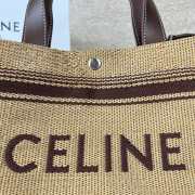 Uubags Celine mini Cabas in Textile with raffia effect and calfskin bag 23x19x11cm - 4