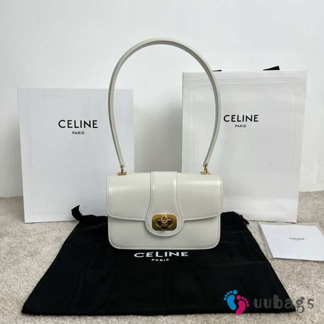 Uubags Celine Josephine Teen Bag In White Shiny Calfskin 18.5x13x5cm - 1