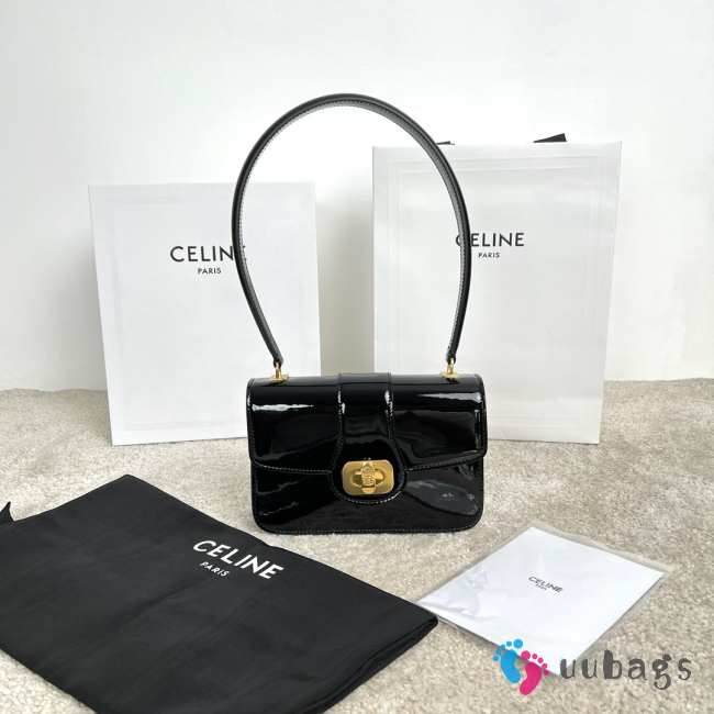 Uubags Celine Teen Josephine Patent Leather Bag In Black 18.5x13x5cm - 1